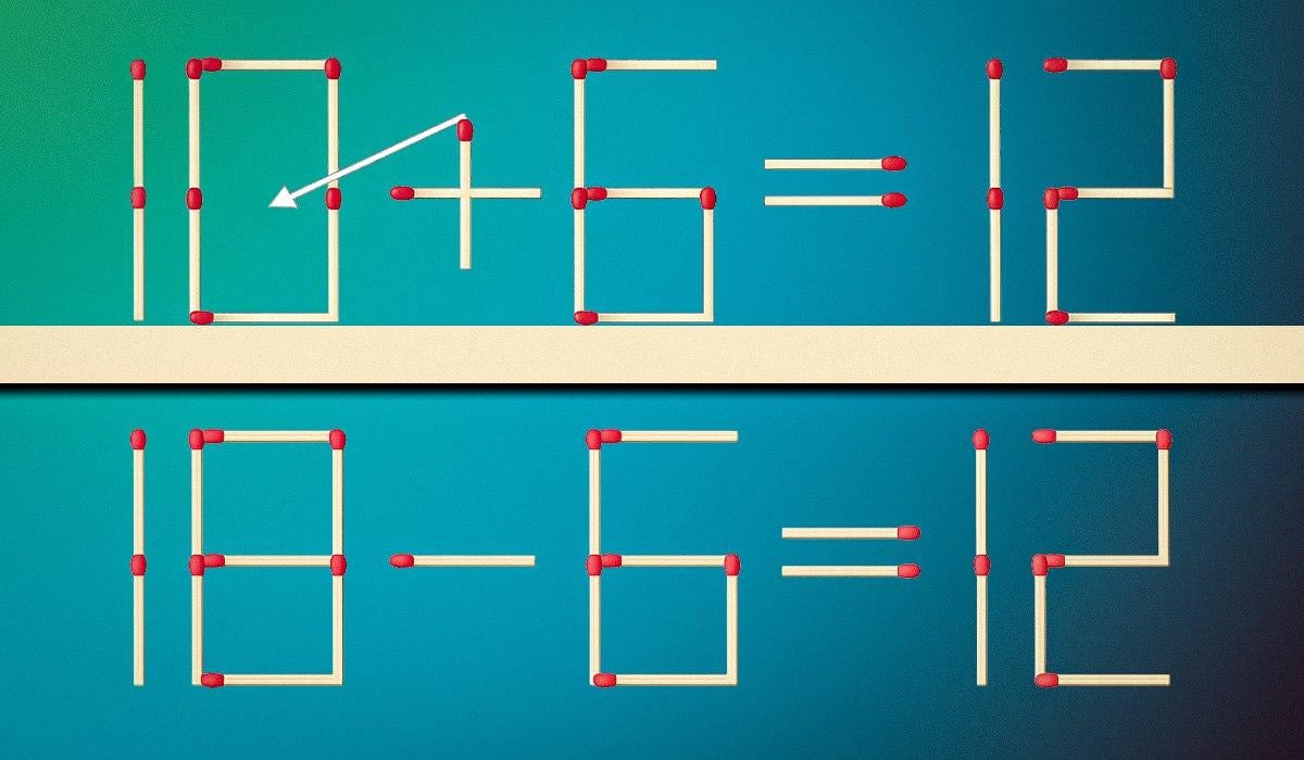 Aby byla rovnost správná, stačí přetáhnout pouze jednu shodu: hádanka pro génie